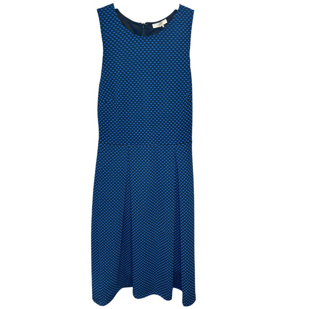 41 hawthorn blue black polka dot dress sleeveless fit and flare women's small